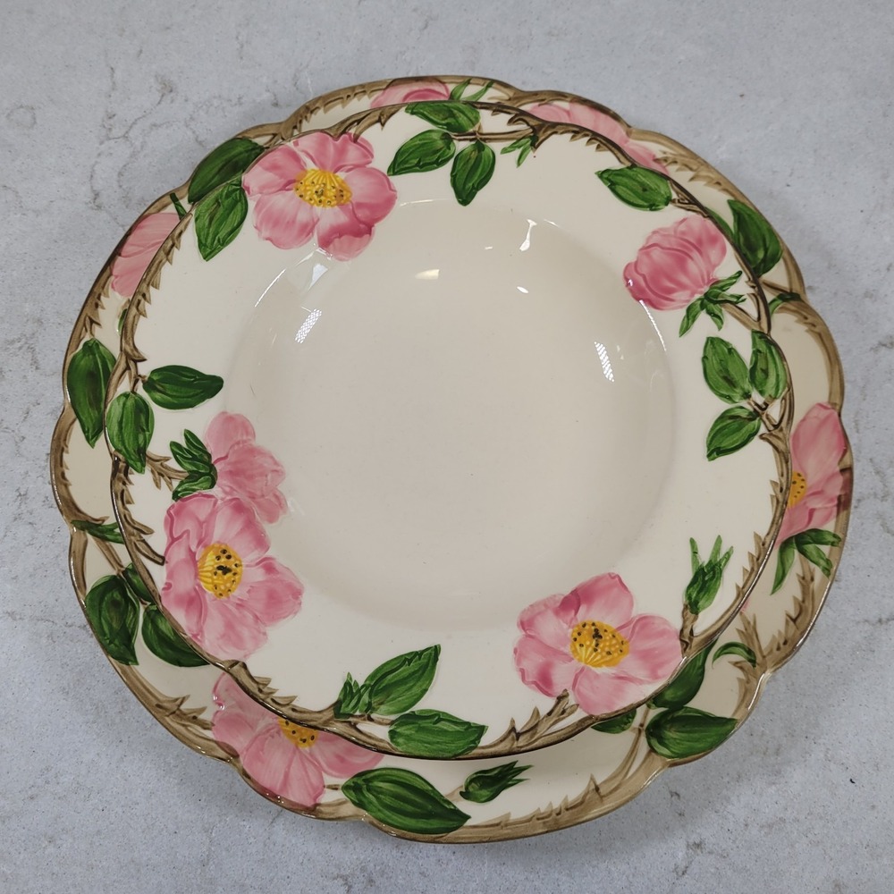 1950s FRANCISCAN Desert Rose 10.5" Plate + 8.5" Bowl MADE IN USA